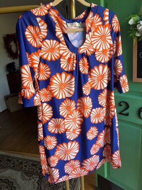 Aryeh Blue and Orange Floral Shift Dress - perfect for Clemson fans